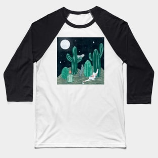 Cats in Desert - Night Baseball T-Shirt